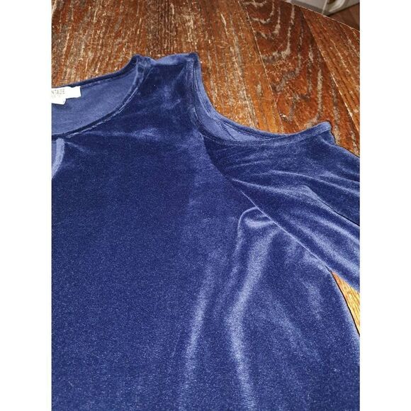 XL Vintage America Blues Blue Valour Long Sleeve Cold Shoulder Pullover Shirt - Picture 2 of 5